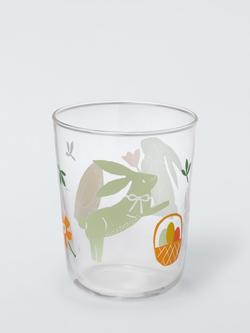 John Lewis Easter Bunny Glass Tumbler, 300ml, Clear, Clear