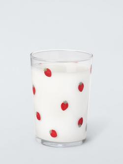 John Lewis Strawberry Print Glass Tumbler, 460ml, Clear/Red - view 2, Clear