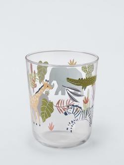 John Lewis Kids' Jungle Print Glass Tumbler, 300ml, Clear, Clear