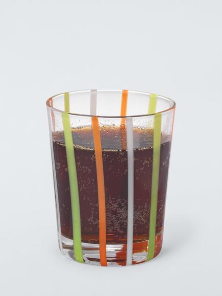 John Lewis Striped Glass Tumbler, 290ml, Multi - view 2, Multi