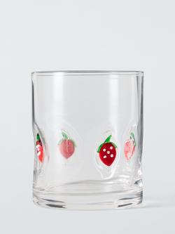 John Lewis Strawberry Icon Glass Tumbler, 350ml, Clear, Red