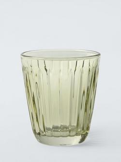 John Lewis Ribbed Glass Tumbler, 270ml, Pistachio, Pistachio