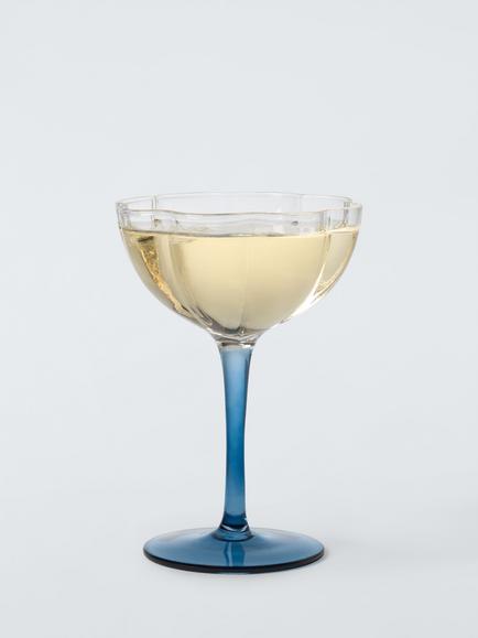 John Lewis Floral Colour Stem Coupe Cocktail Glass, 200ml, Blue - view 2, Blue