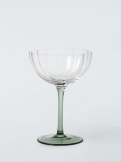 John Lewis Floral Colour Stem Coupe Cocktail Glass, 200ml, Green, Green