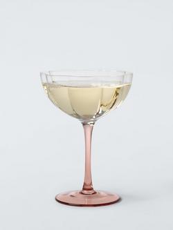 John Lewis Floral Colour Stem Coupe Cocktail Glass, 200ml, Pink - view 2, Pink