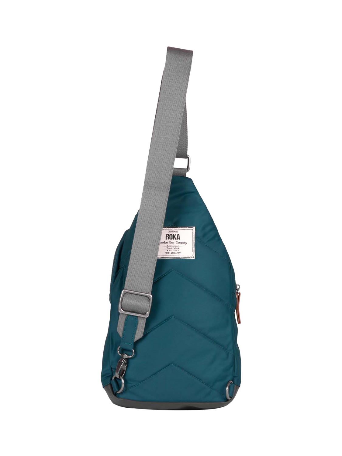 Product image 2 of 6, which shows ROKA London Willesden Recycled Nylon Sling Crossbody Bag, 4.5L, Teal