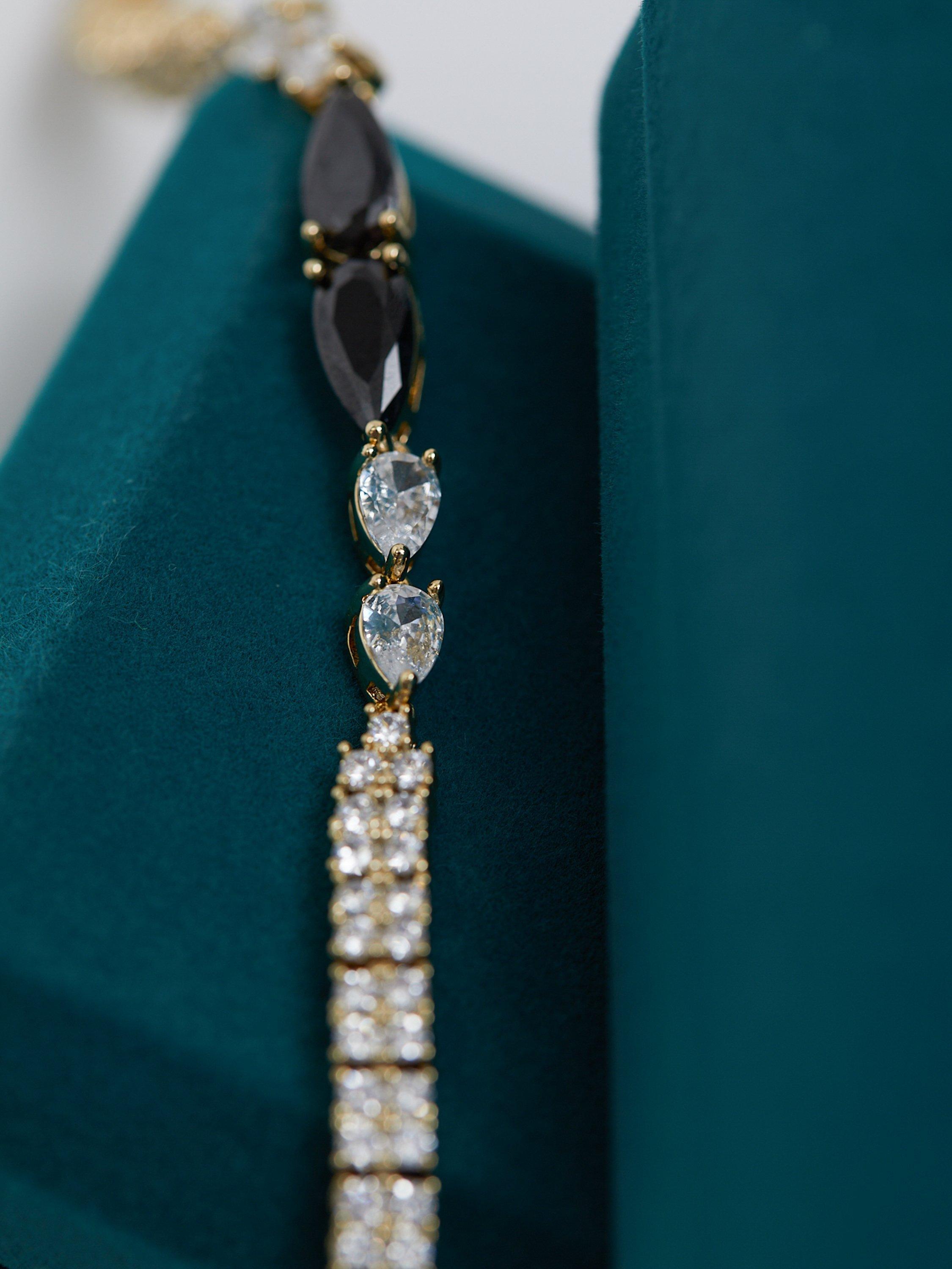 Product image 4 of 4, which shows Jon Richard Jet Pear Drop Tennis Bracelet, Gold