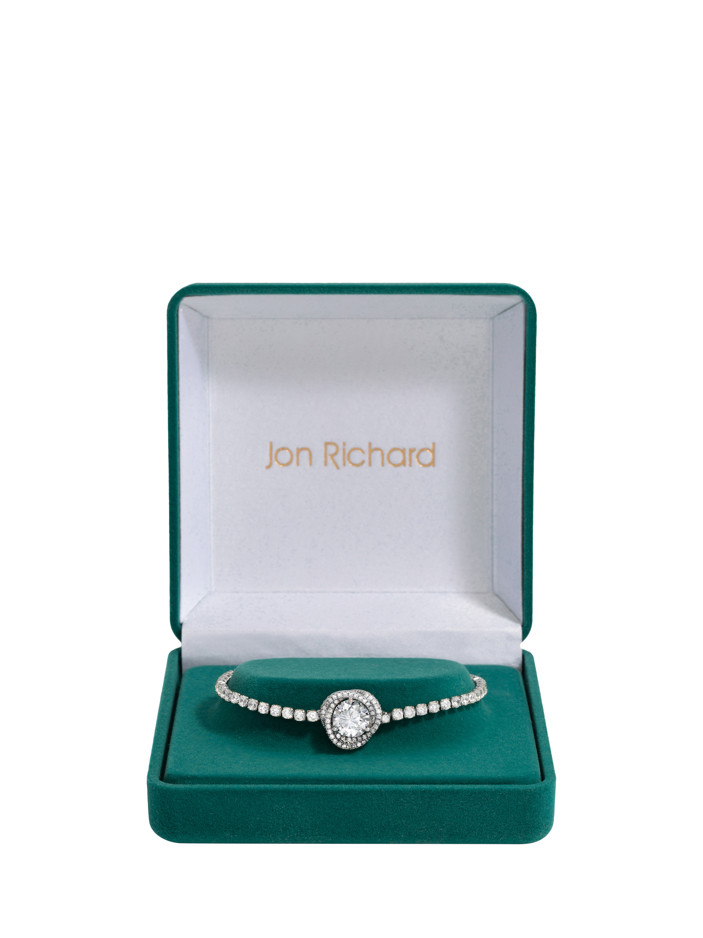 Product image 1 of 3, which shows Jon Richard Crystal Halo Toggle Bracelet, Silver