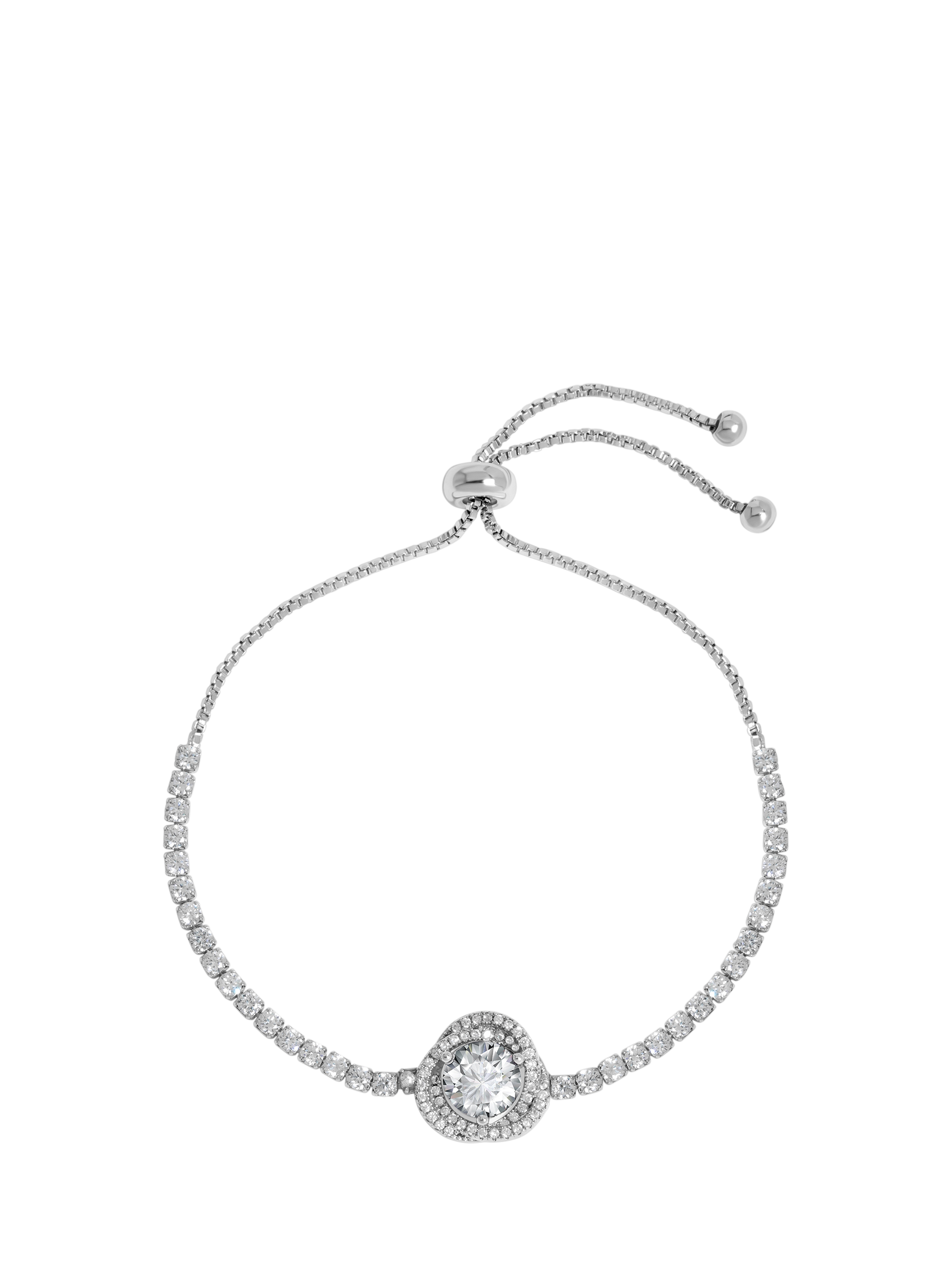 Product image 2 of 3, which shows Jon Richard Crystal Halo Toggle Bracelet, Silver