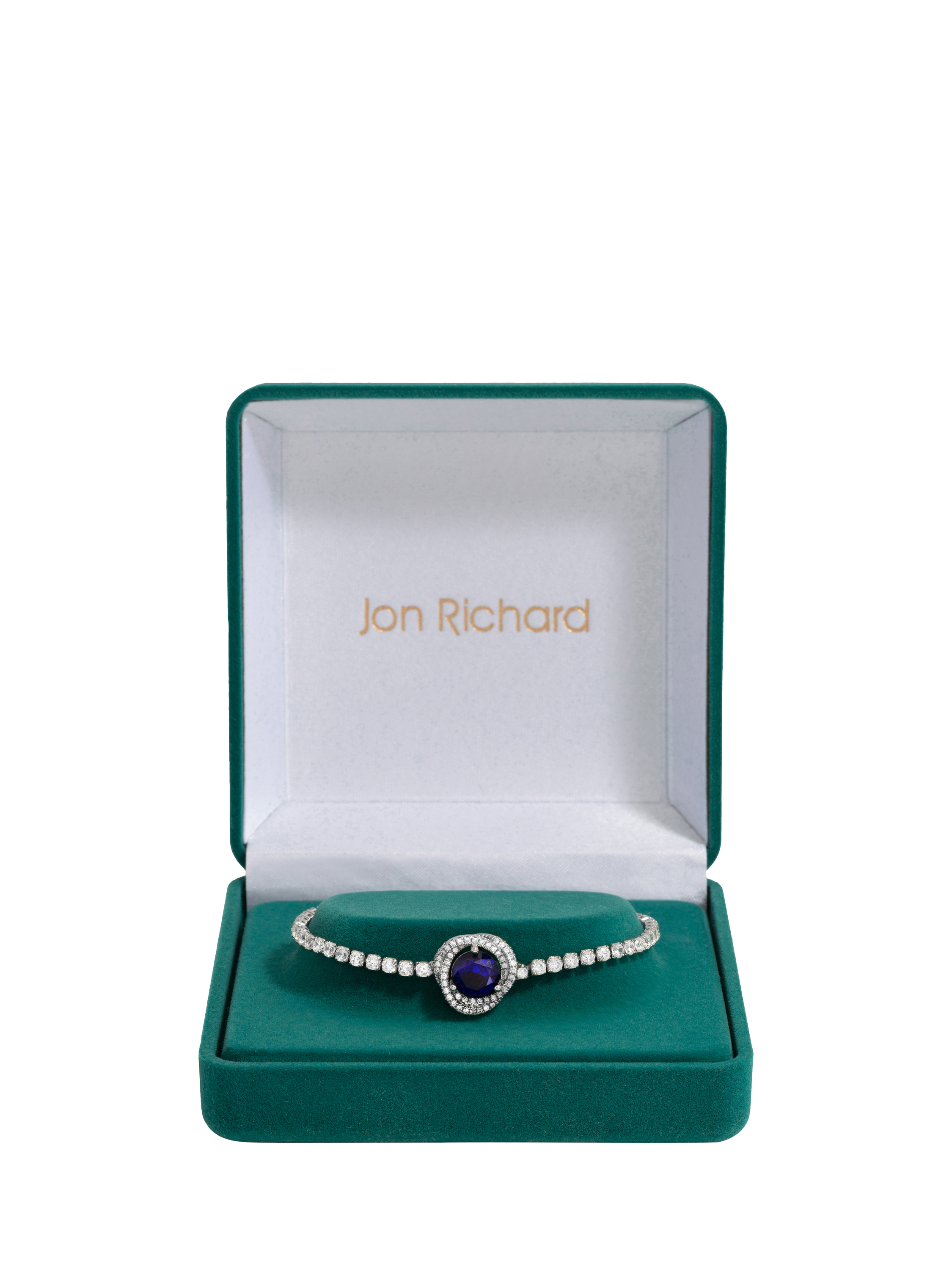 Product image 1 of 4, which shows Jon Richard Sapphire Cubic Zirconia Halo Toggle Bracelet, Silver