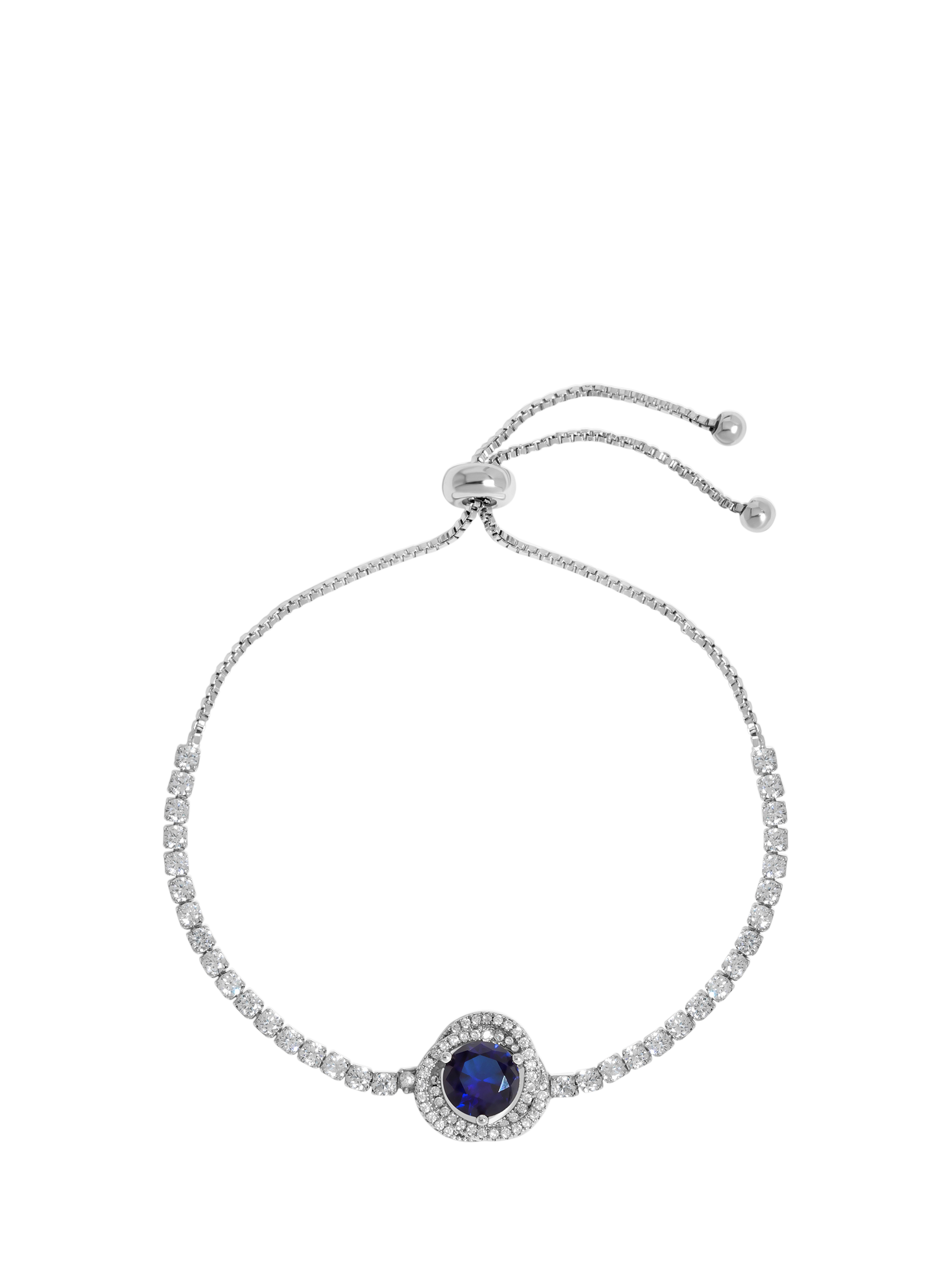 Product image 2 of 4, which shows Jon Richard Sapphire Cubic Zirconia Halo Toggle Bracelet, Silver