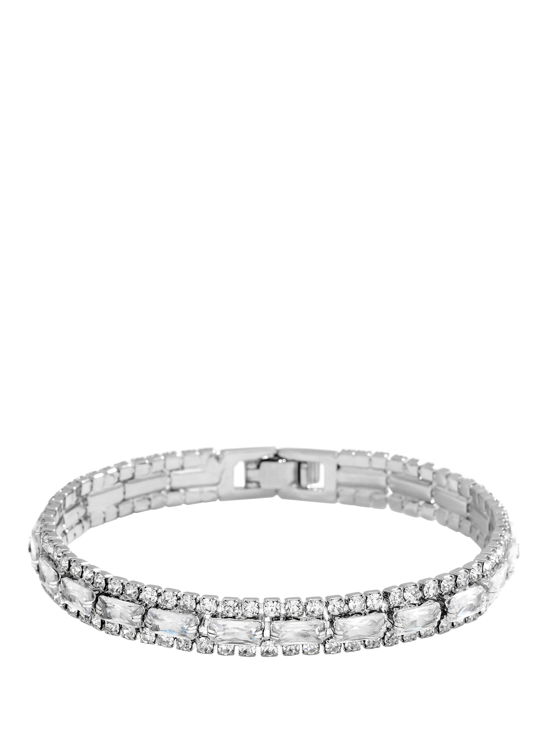 Product image 1 of 1, which shows Jon Richard Crystal Baguette Bracelet, Silver