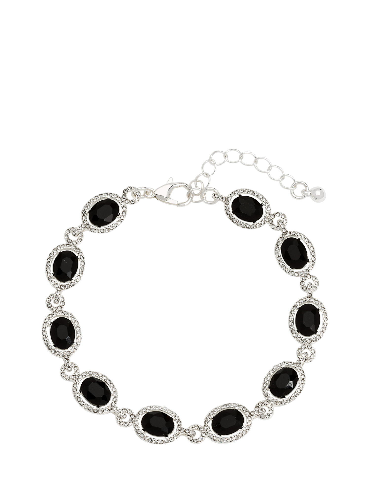 Product image 1 of 3, which shows Jon Richard Crystal And Jet Halo Bracelet, Silver