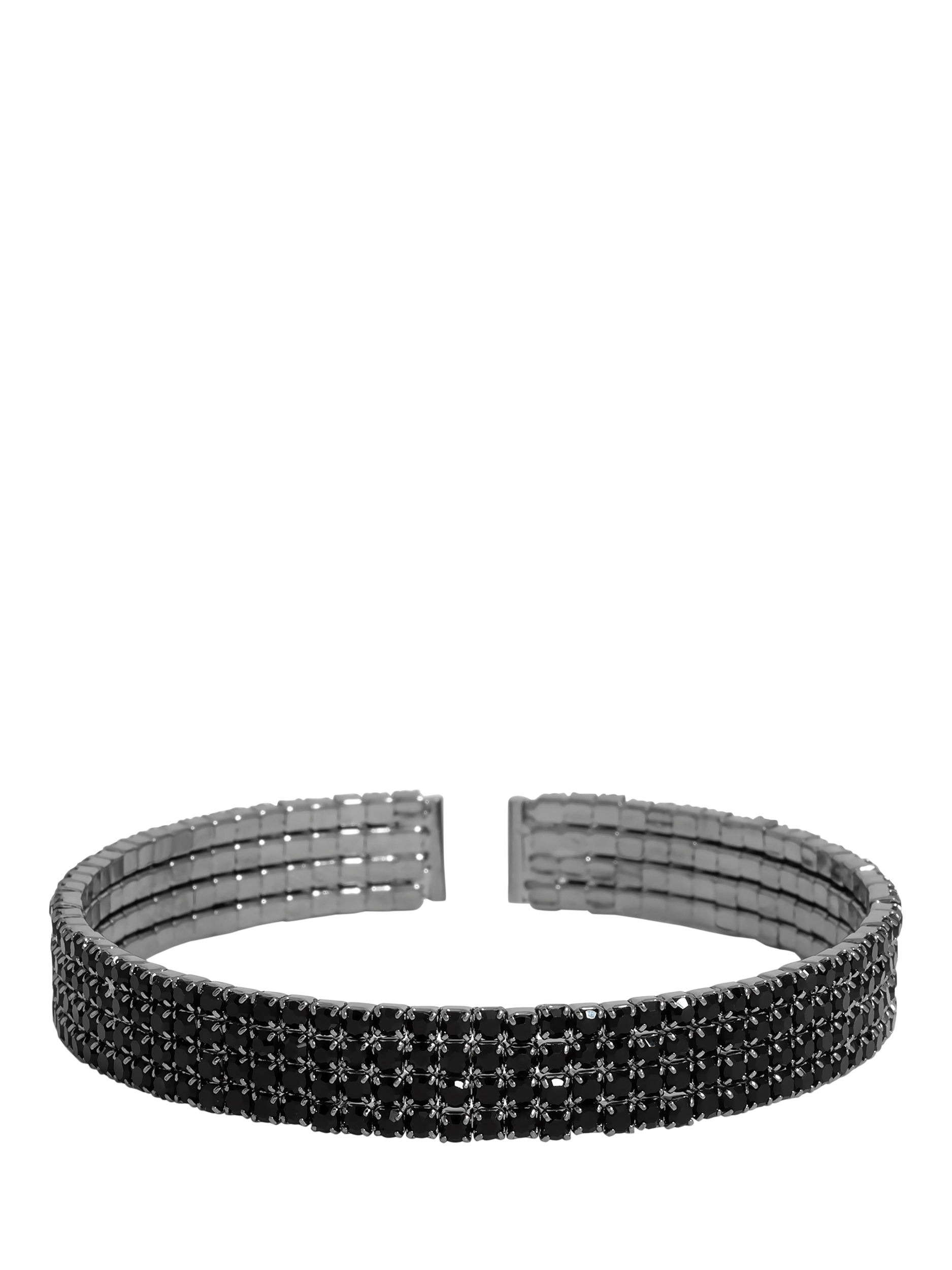 Product image 1 of 4, which shows Jon Richard Jet Diamante Cuff Bangle, Silver