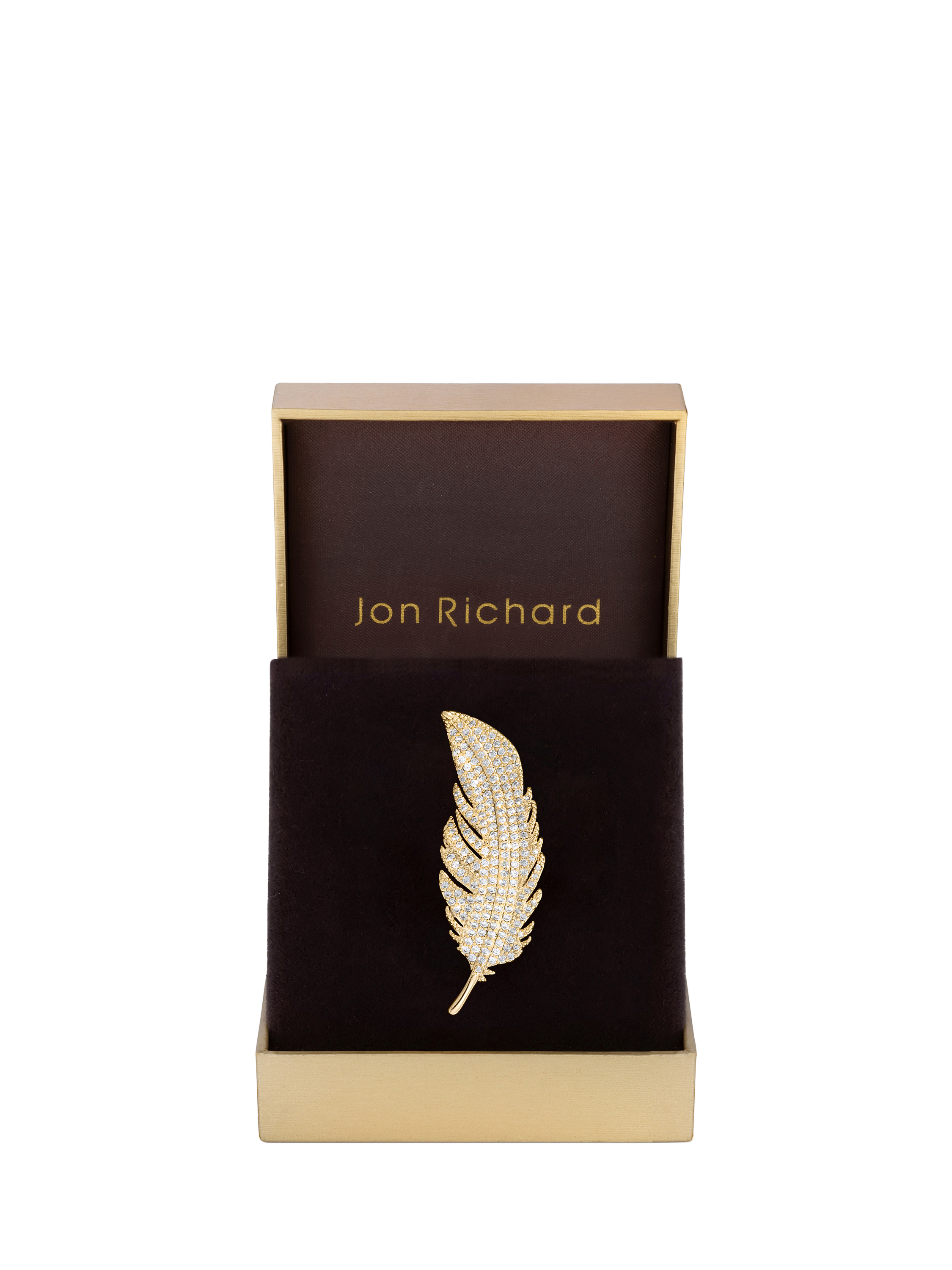 Product image 2 of 3, which shows Jon Richard Cubic Zirconia Leaf Brooch, Gold