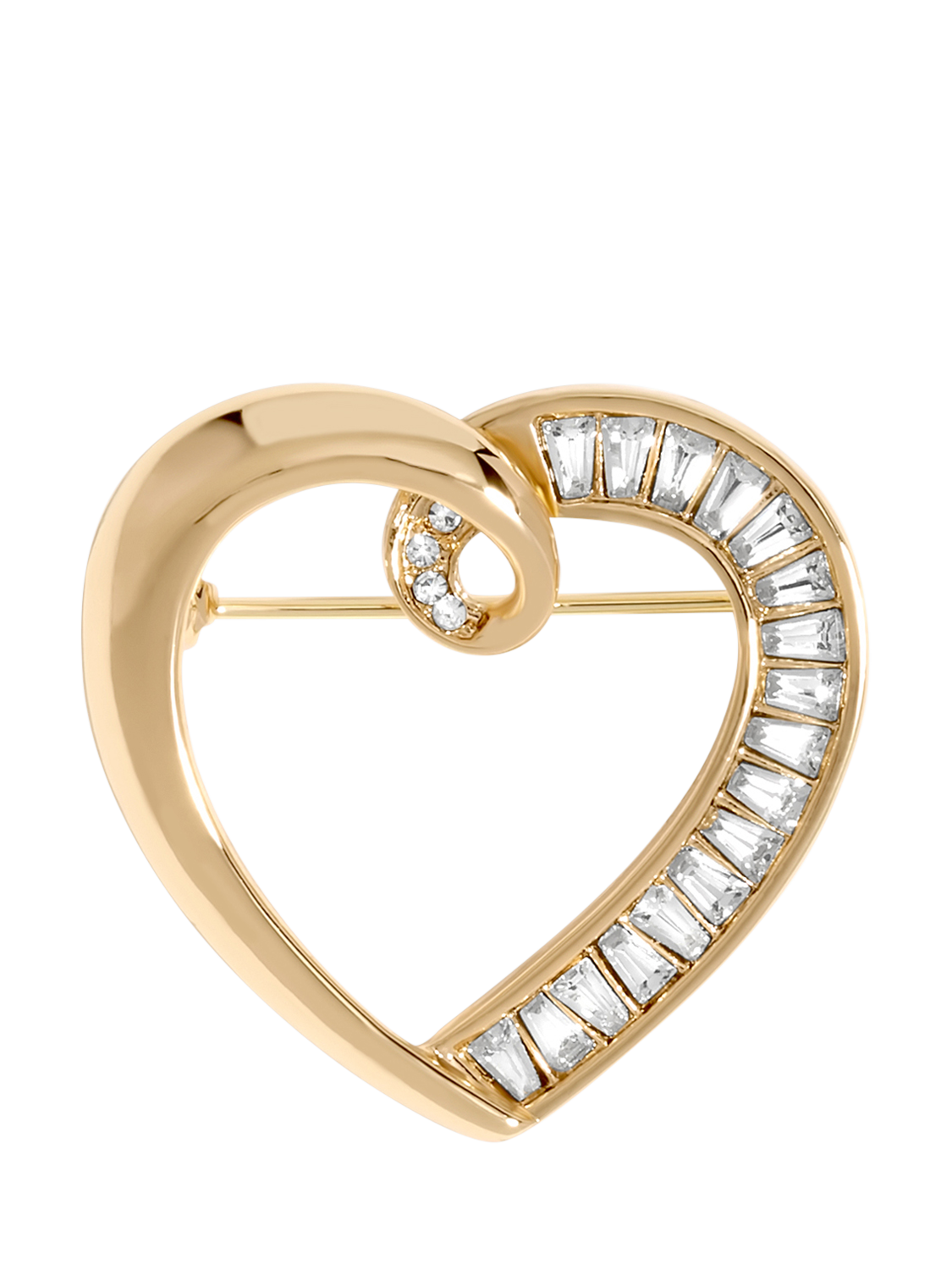 Product image 2 of 3, which shows Jon Richard Crystal Heart Brooch, Gold