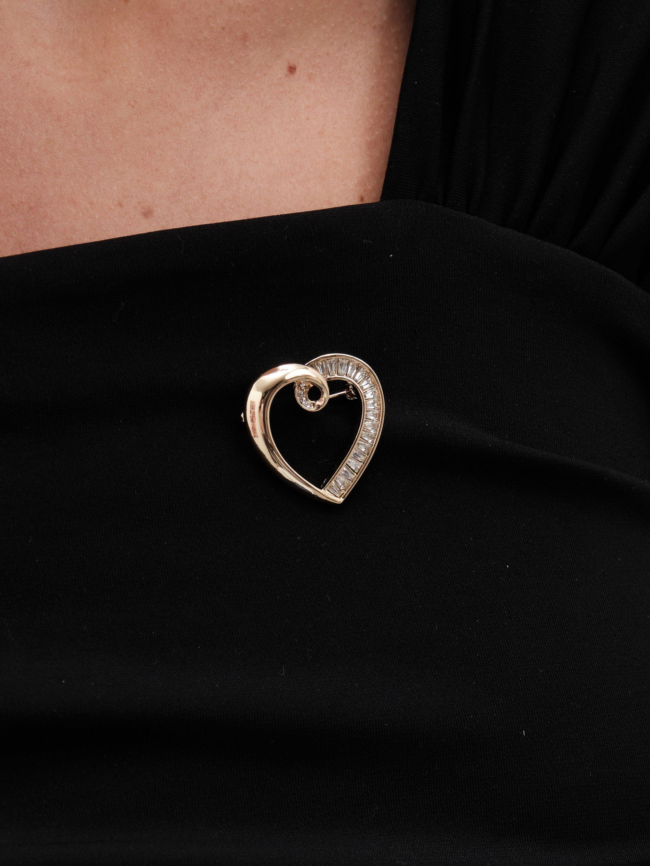 Product image 3 of 3, which shows Jon Richard Crystal Heart Brooch, Gold