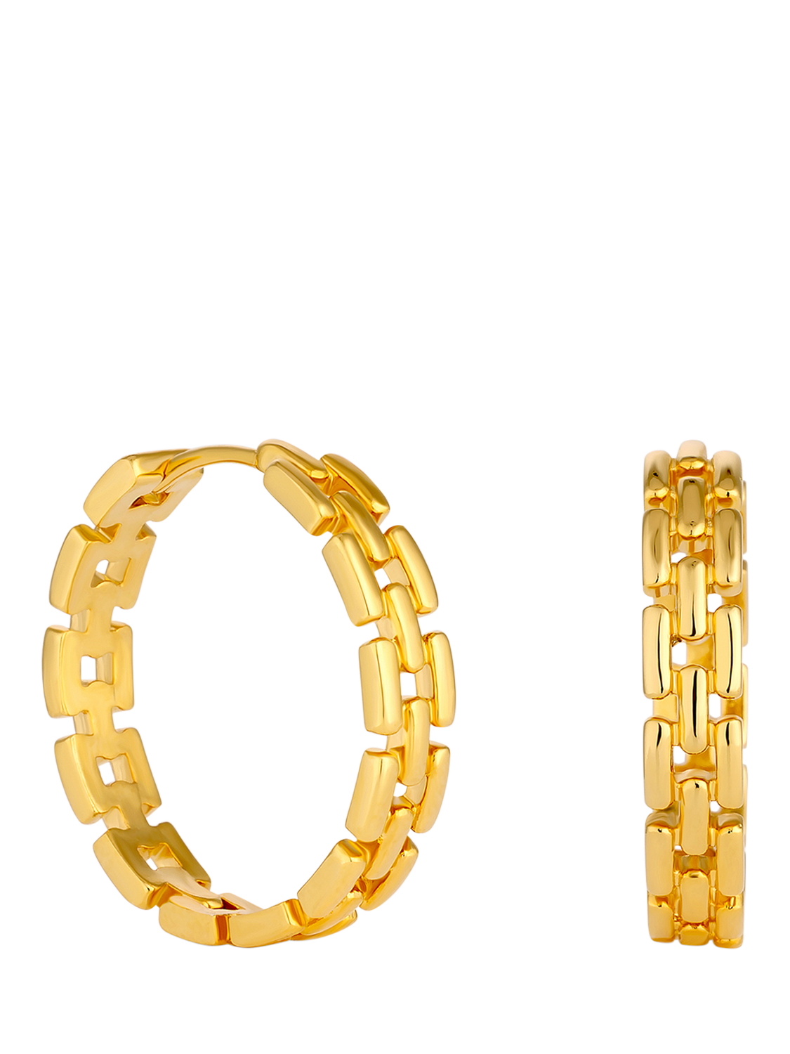 Product image 1 of 3, which shows Jon Richard Chain Hoop Earrings, Gold