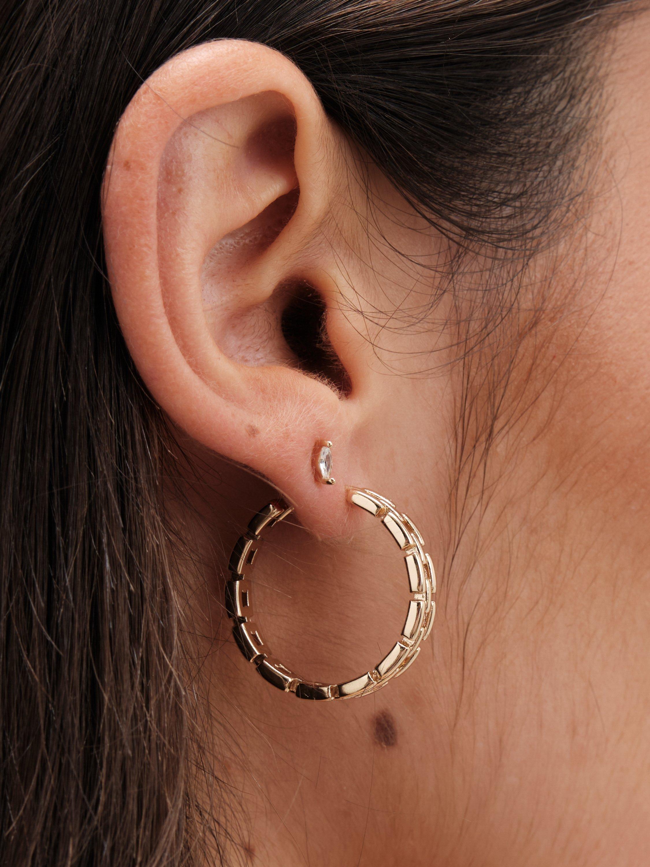 Product image 3 of 3, which shows Jon Richard Chain Hoop Earrings, Gold