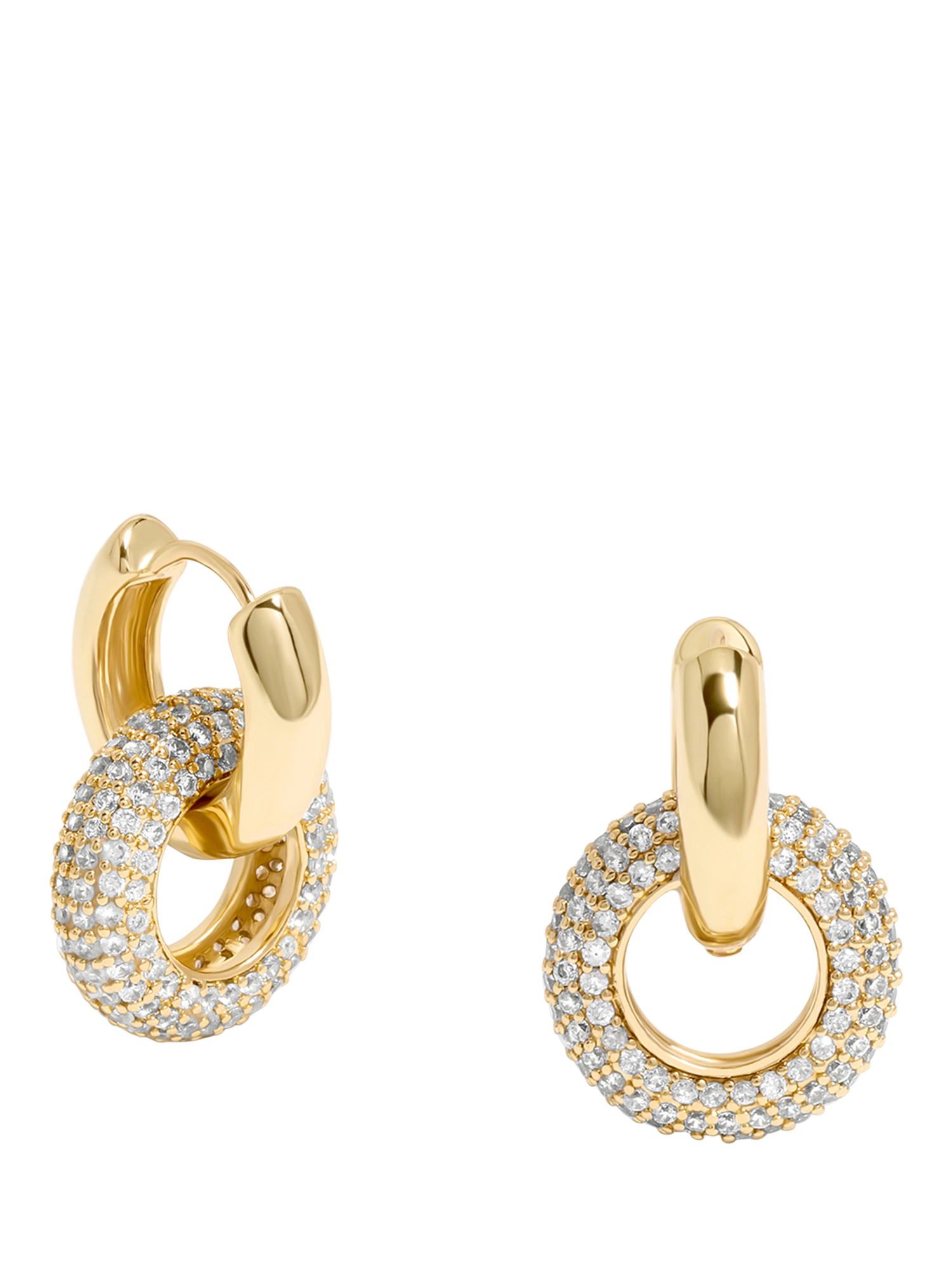 Product image 1 of 4, which shows Jon Richard Cubic Zirconia Ring Hoop Earrings, Gold