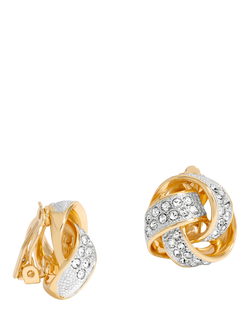 Jon Richard Crystal Knot Clip-On Earrings, Gold, Gold