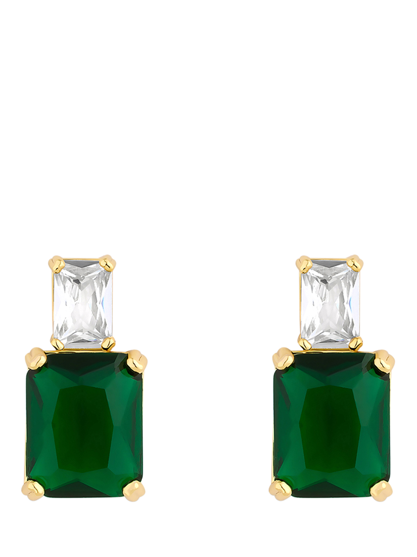 Product image 1 of 2, which shows Jon Richard Emerald Stud Earrings, Gold