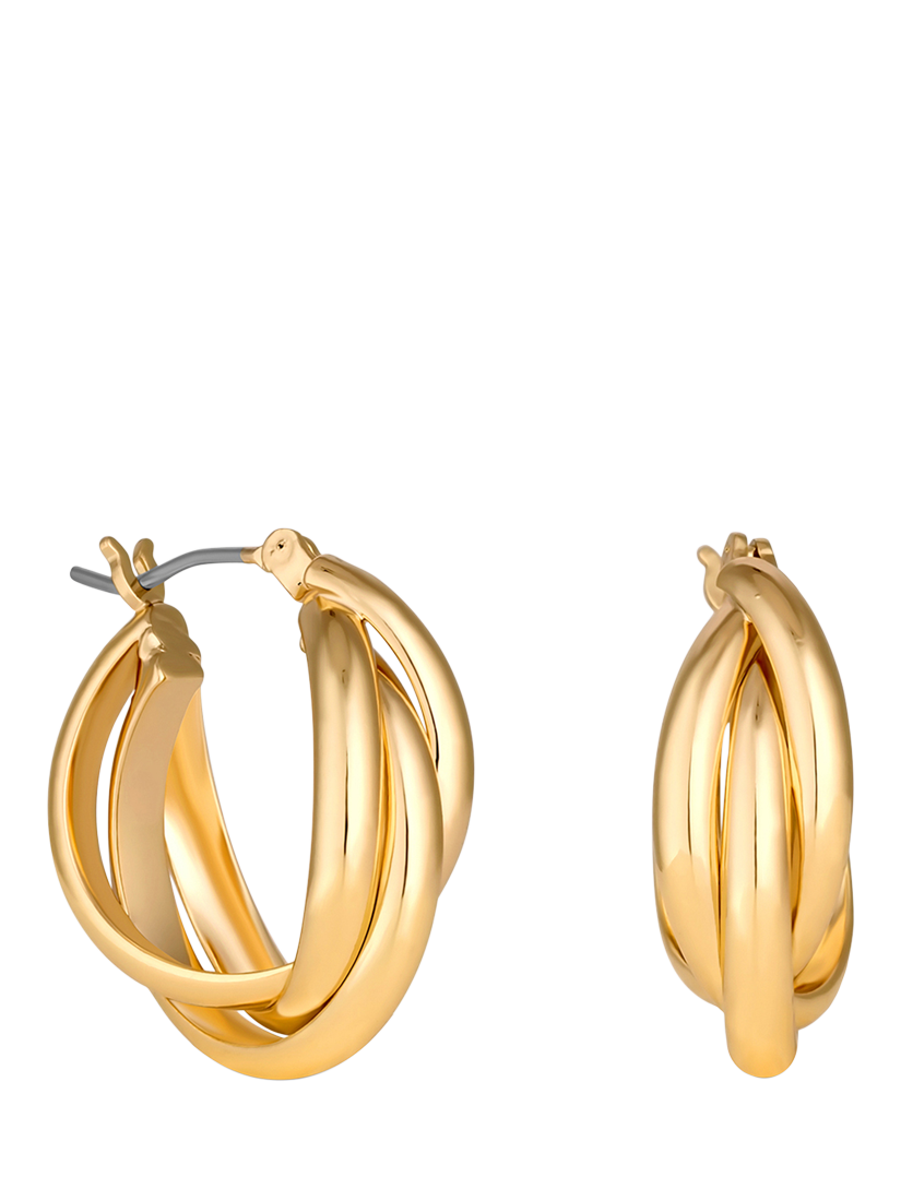 Jon Richard Polished Interlocking Hoop Earrings Gold