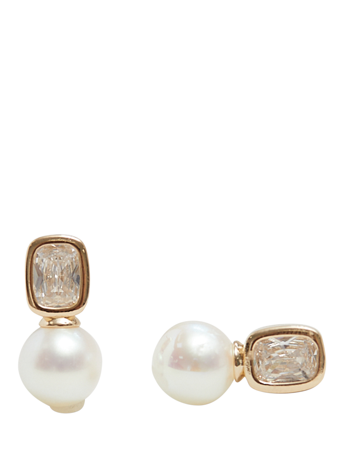 Product image 2 of 2, which shows Jon Richard Crystal and Pearl Drop Earrings, Gold