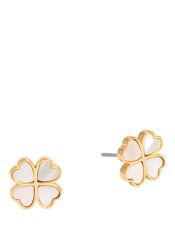 Jon Richard Mother of Pearl Heart Clover Stud Earrings, Gold, Gold