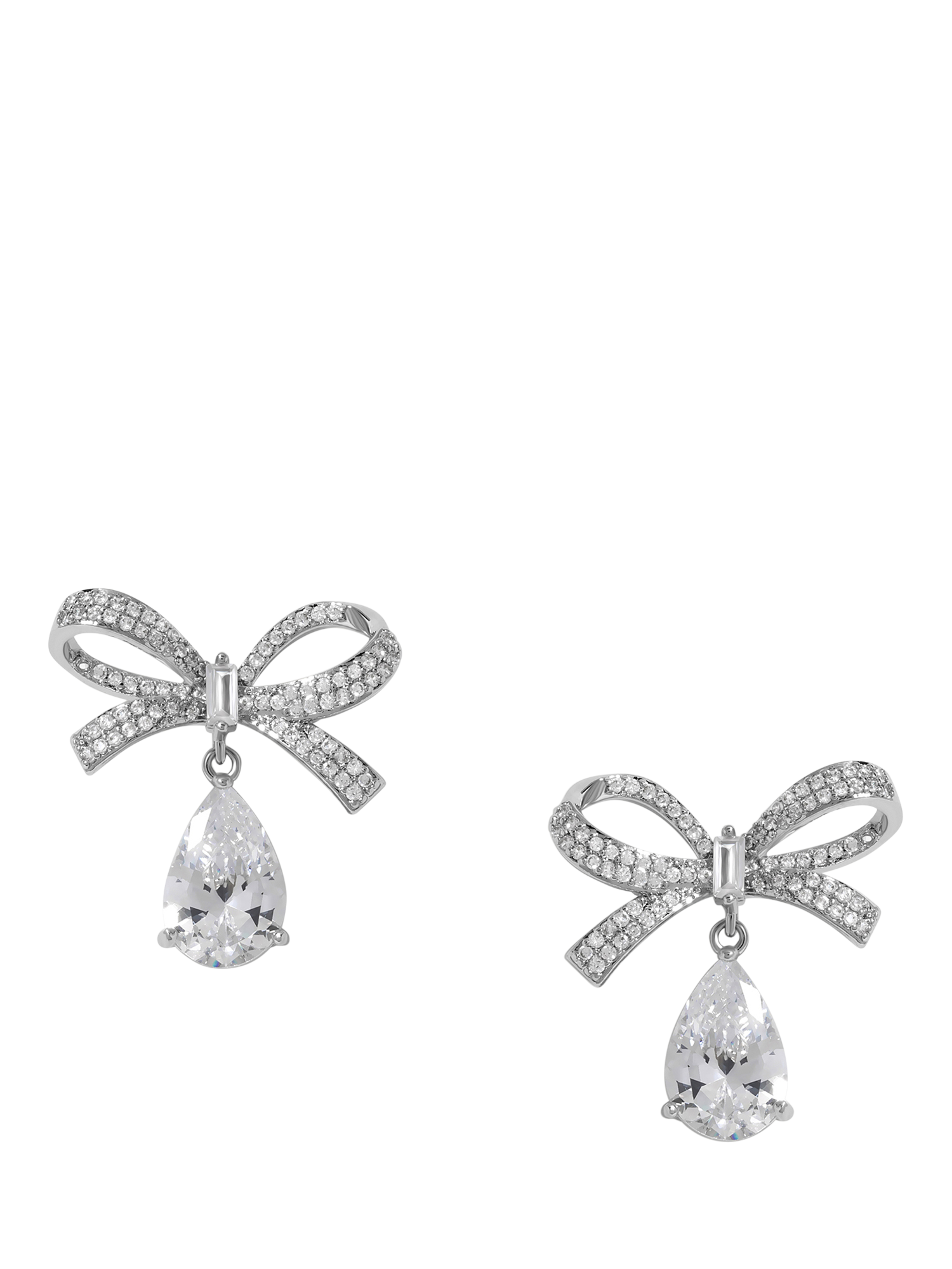 Product image 2 of 2, which shows Jon Richard Crystal Bow Earrings, Silver