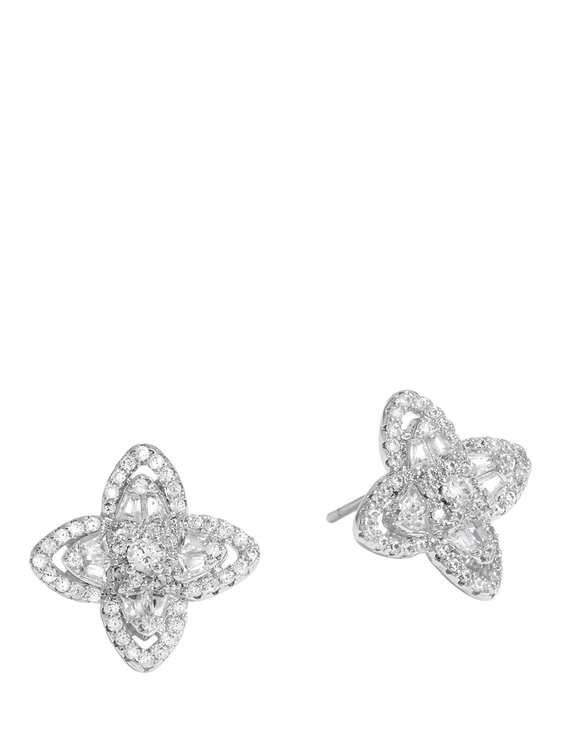 Product image 2 of 2, which shows Jon Richard Crystal Cubic Zirconia Floral Earrings, Silver