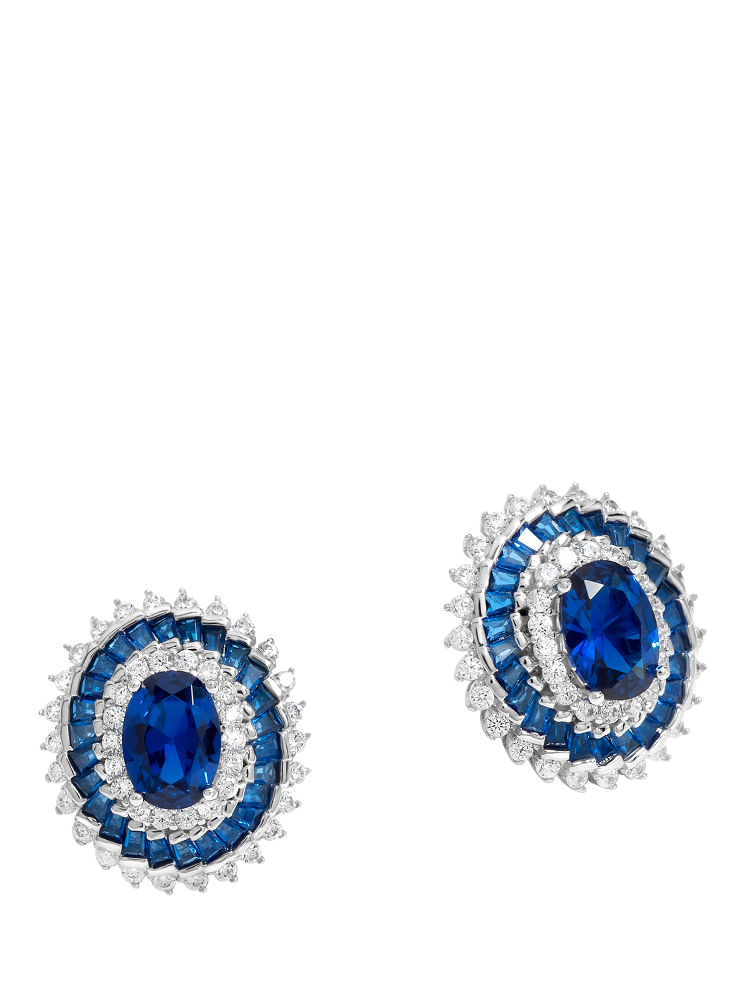 Product image 2 of 3, which shows Jon Richard Cubic Zirconia Swirl Oval Stud Earrings, Silver