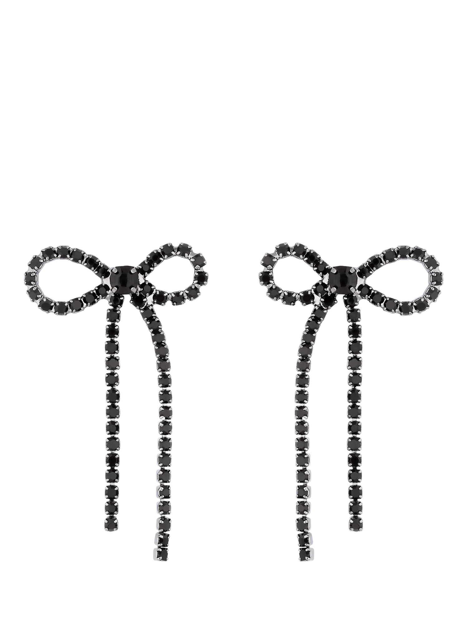 Product image 1 of 2, which shows Jon Richard Jet Bow Earrings, Silver