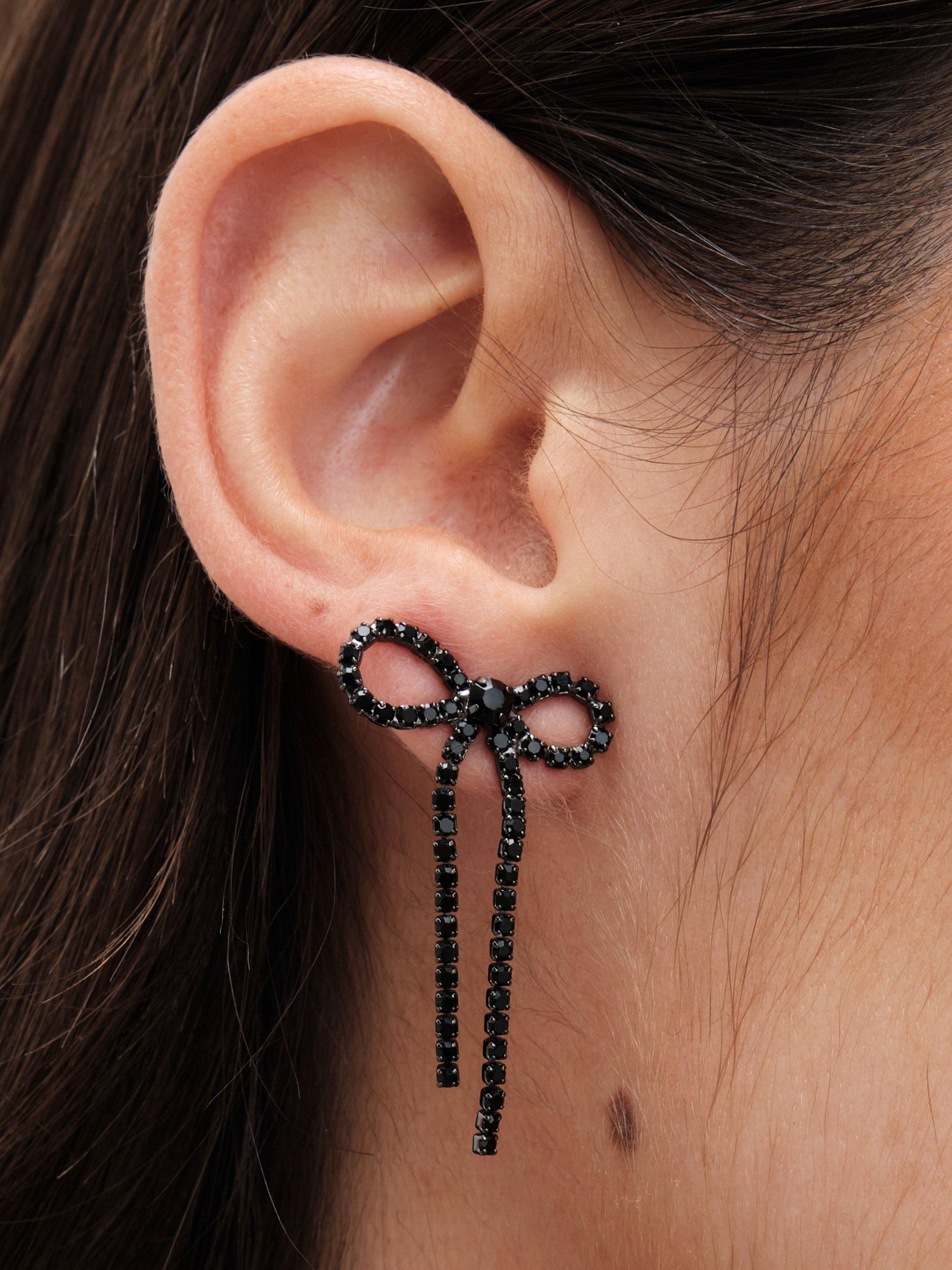 Product image 2 of 2, which shows Jon Richard Jet Bow Earrings, Silver