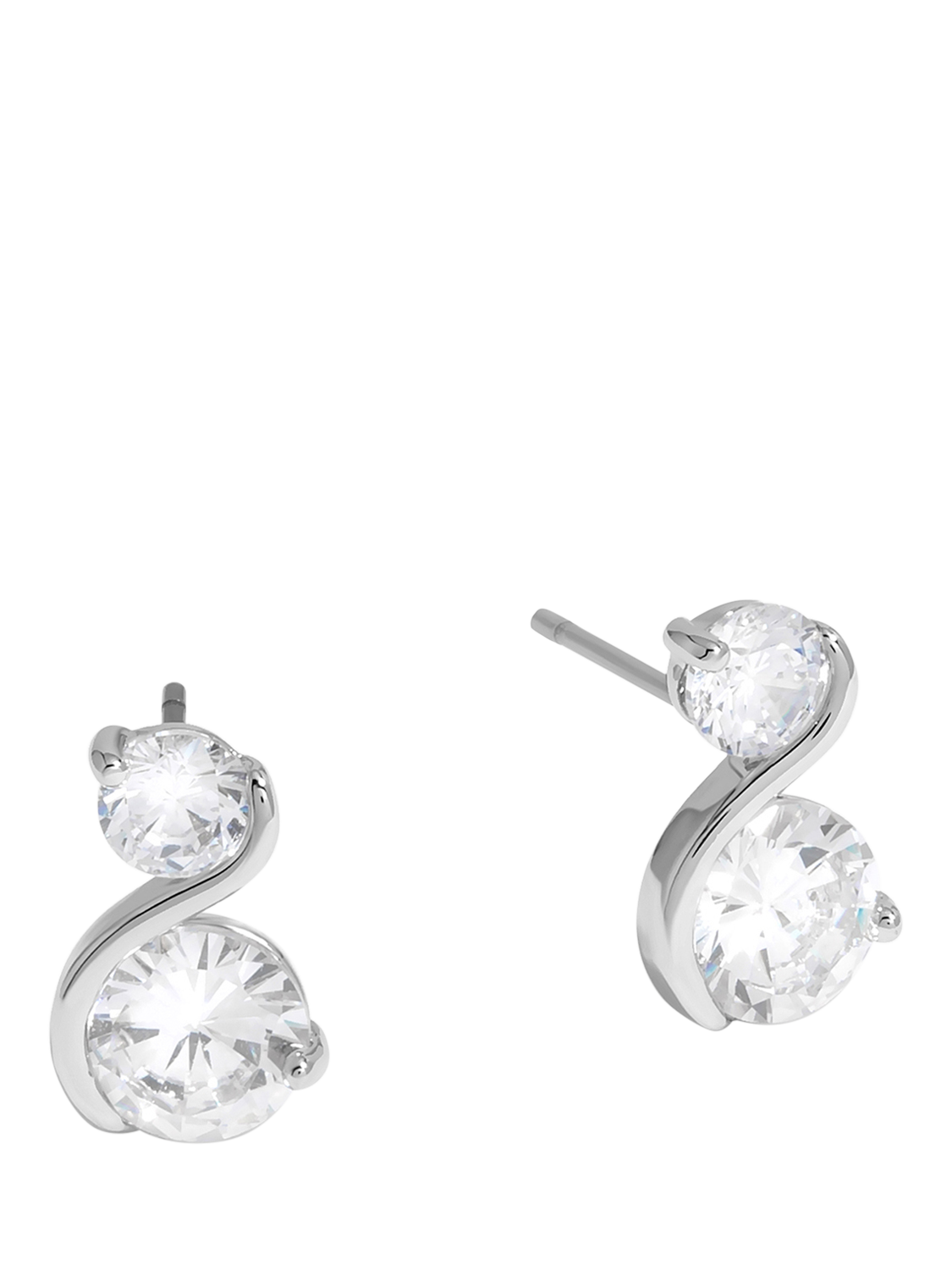 Product image 3 of 3, which shows Jon Richard Cubic Zirconia Infinity Stud Earrings, Silver