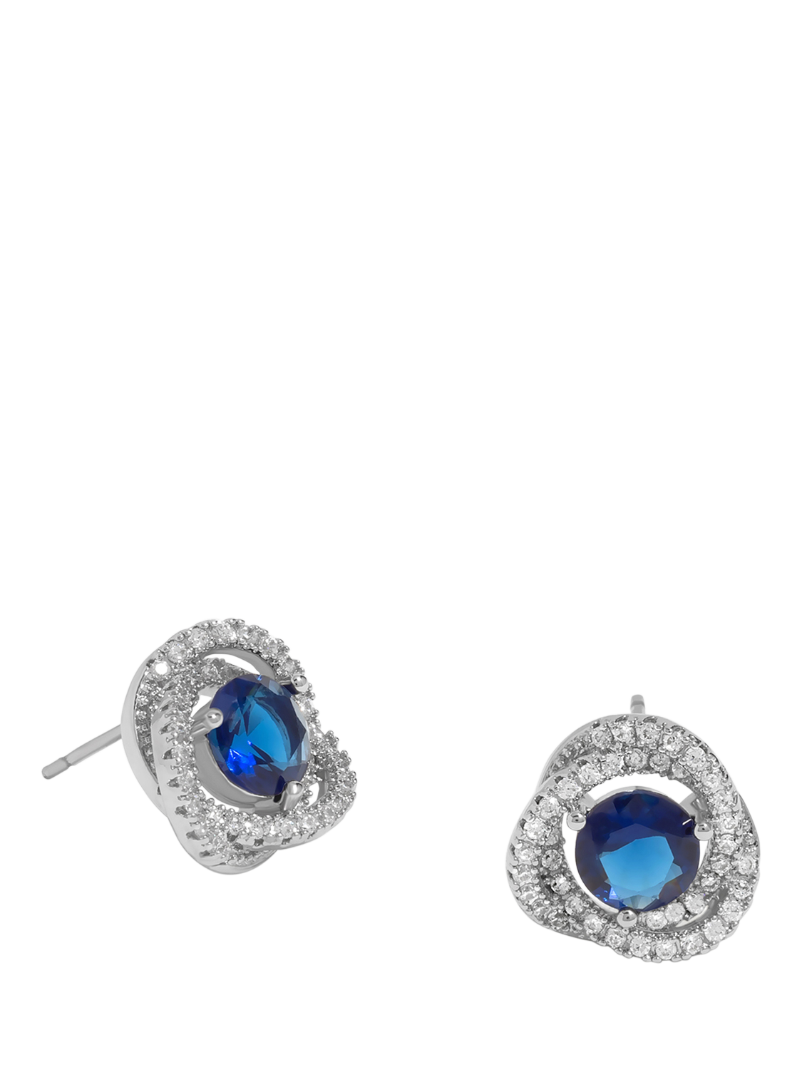 Product image 2 of 3, which shows Jon Richard Sapphire Halo Earrings, Silver/Blue