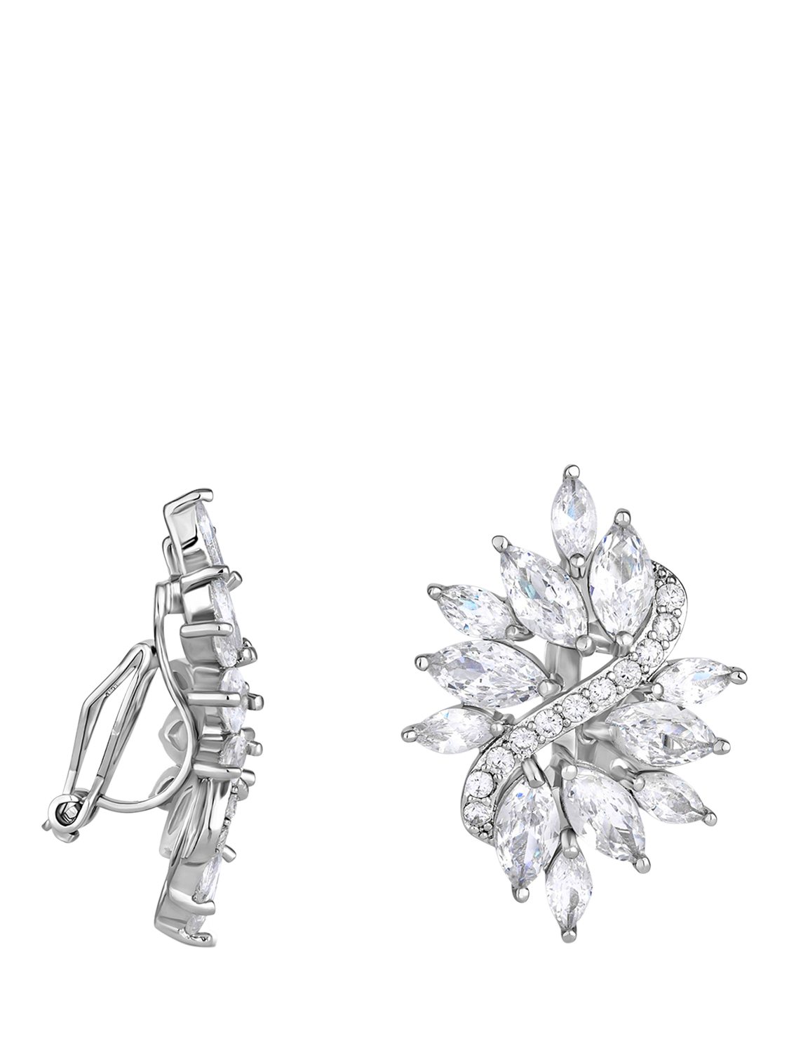 Product image 1 of 2, which shows Jon Richard Statement Cubic Zirconia Clip-On Earrings, Silver