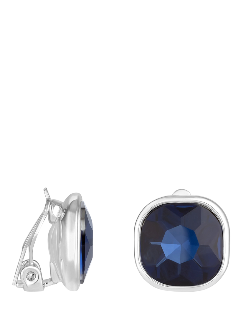 Product image 1 of 2, which shows Jon Richard Blue Stone Clip-On Earrings, Silver
