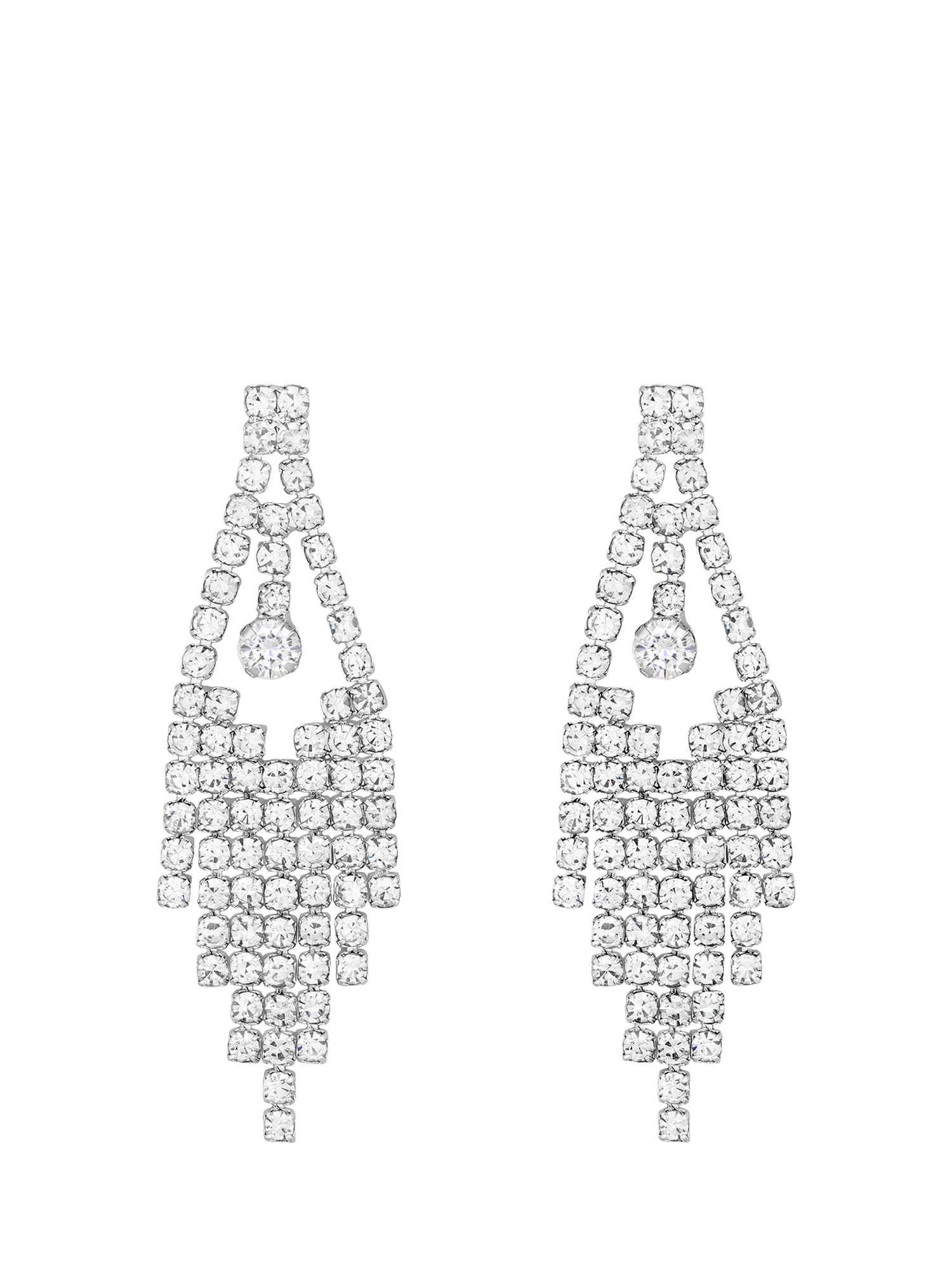 Product image 1 of 2, which shows Jon Richard Diamante Drop Earrings, Silver