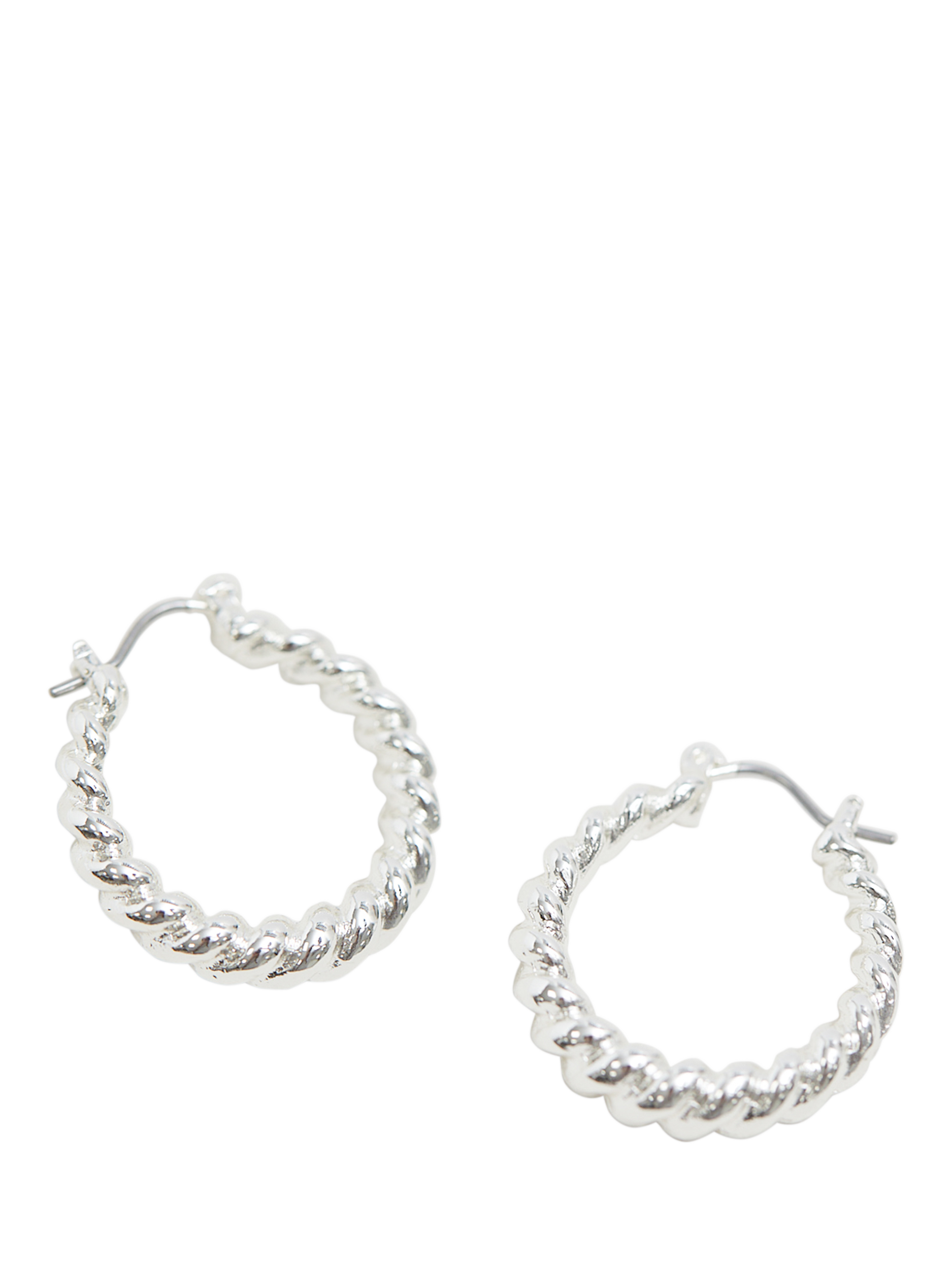 Product image 1 of 3, which shows Jon Richard Polished Twist Hoop Earrings, Silver
