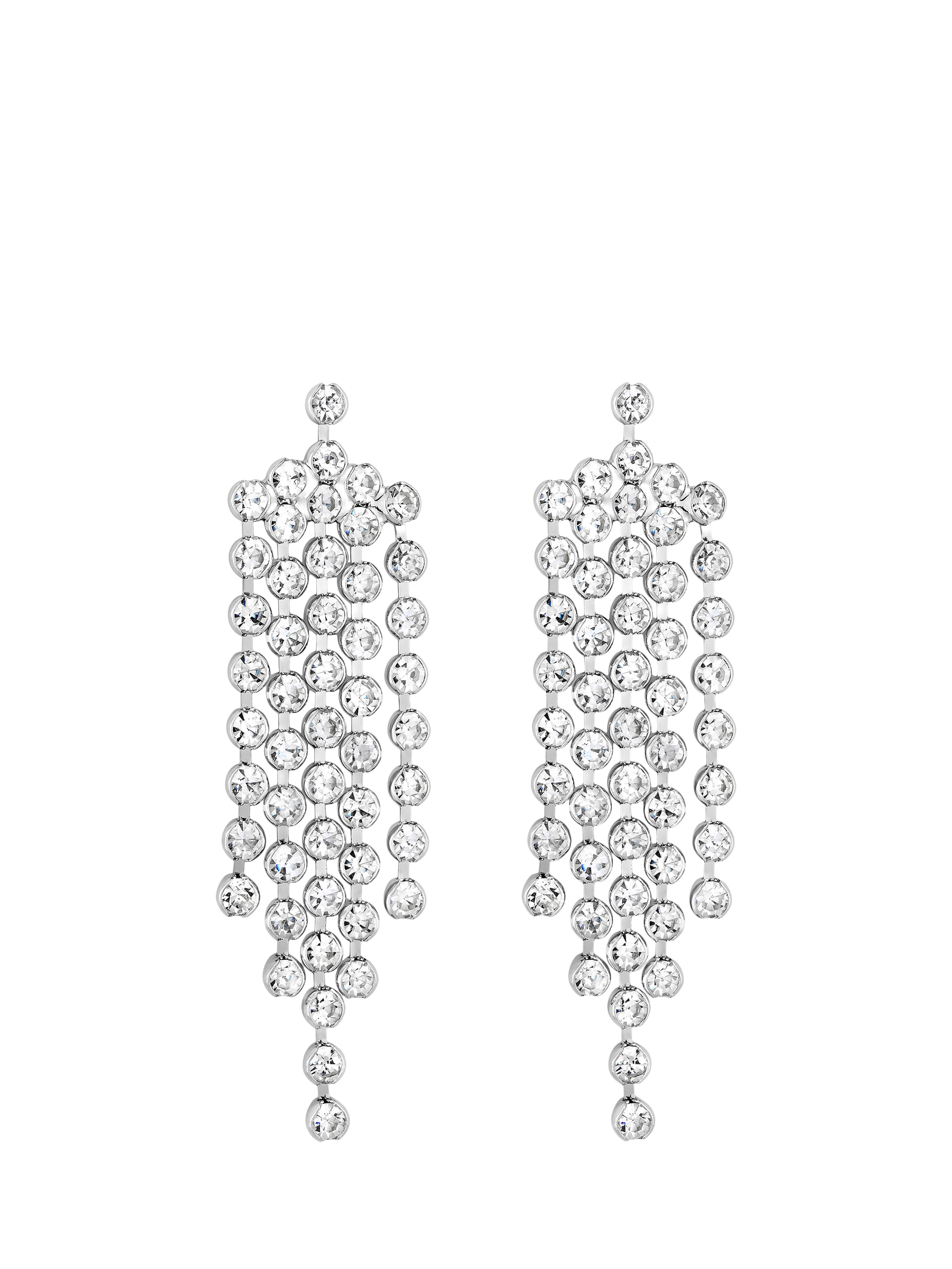 Product image 1 of 2, which shows Jon Richard Crystal Waterfall Earrings, Silver