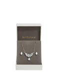 Jon Richard Cubic Zirconia Floral Necklace and Stud Earrings Jewellery Set, Silver