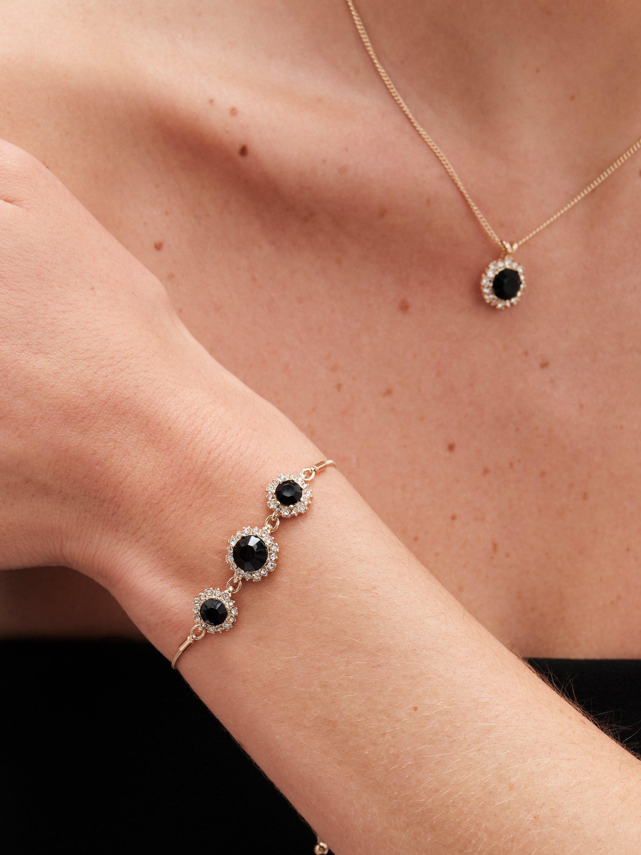 Product image 3 of 4, which shows Jon Richard Cubic Zirconia Circles Stud Earrings, Bracelet and Pendant Necklace Gift Set, Gold