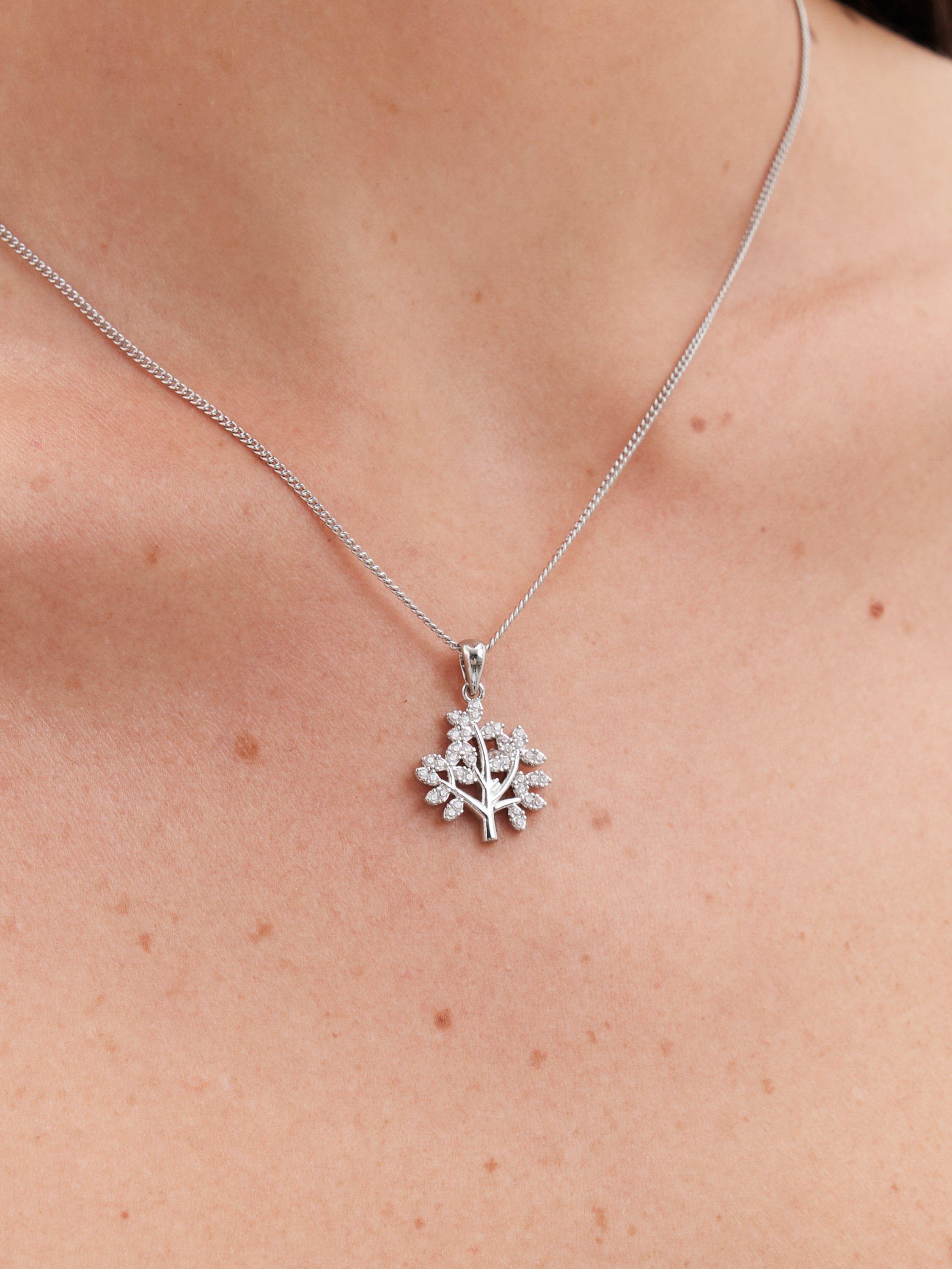 Product image 4 of 4, which shows Jon Richard Bridal Cubic Zirconia Tree Of Love Pendant Necklace and Stud Earrings