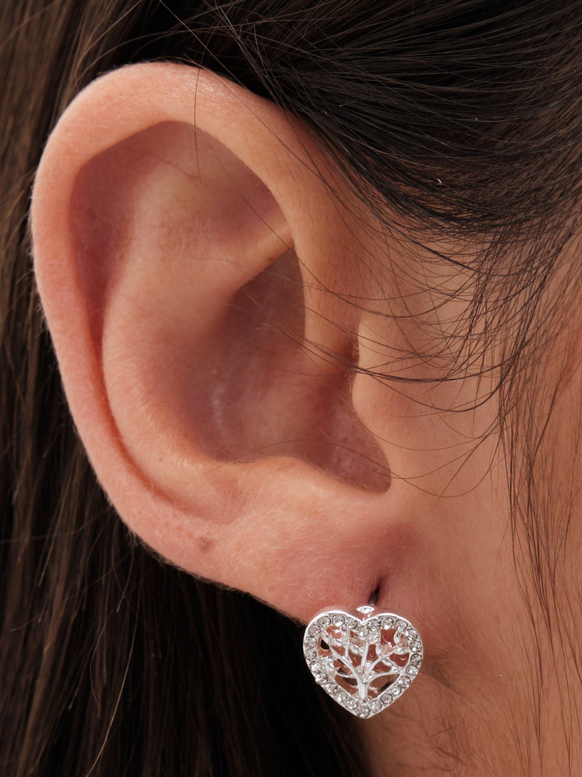 Product image 3 of 3, which shows Jon Richard Crystal Heart Tree Of Love Earrings, Pendant Necklace and Bracelet, Silver
