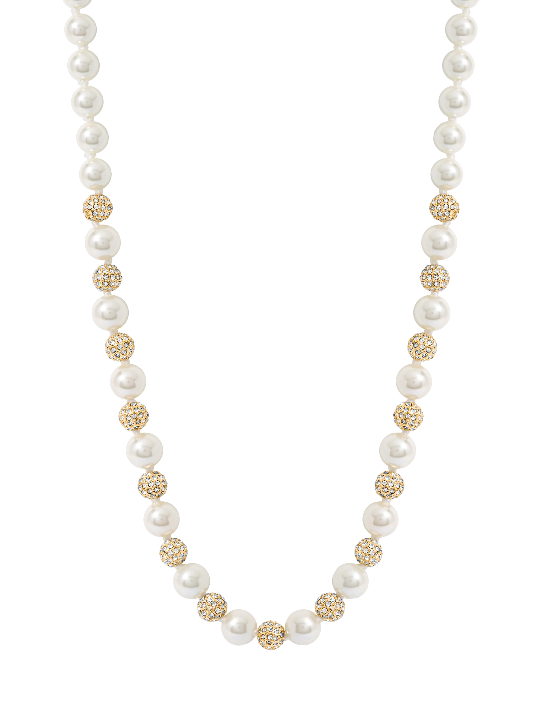 Product image 1 of 1, which shows Jon Richard Pave Crystal Ball And Pearl Collar Necklace, Gold