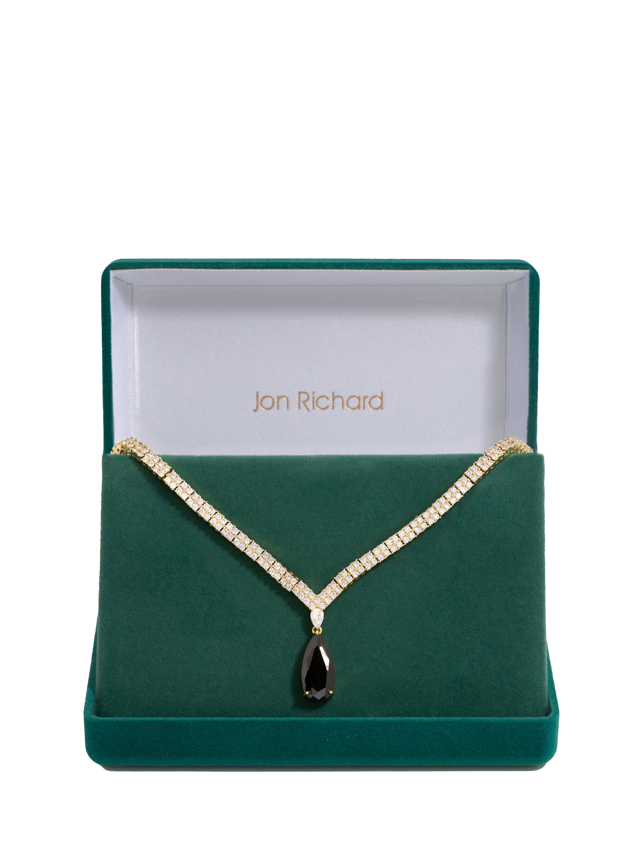 Product image 1 of 2, which shows Jon Richard Cubic Zirconia Pear Drop Collar Necklace, Gold