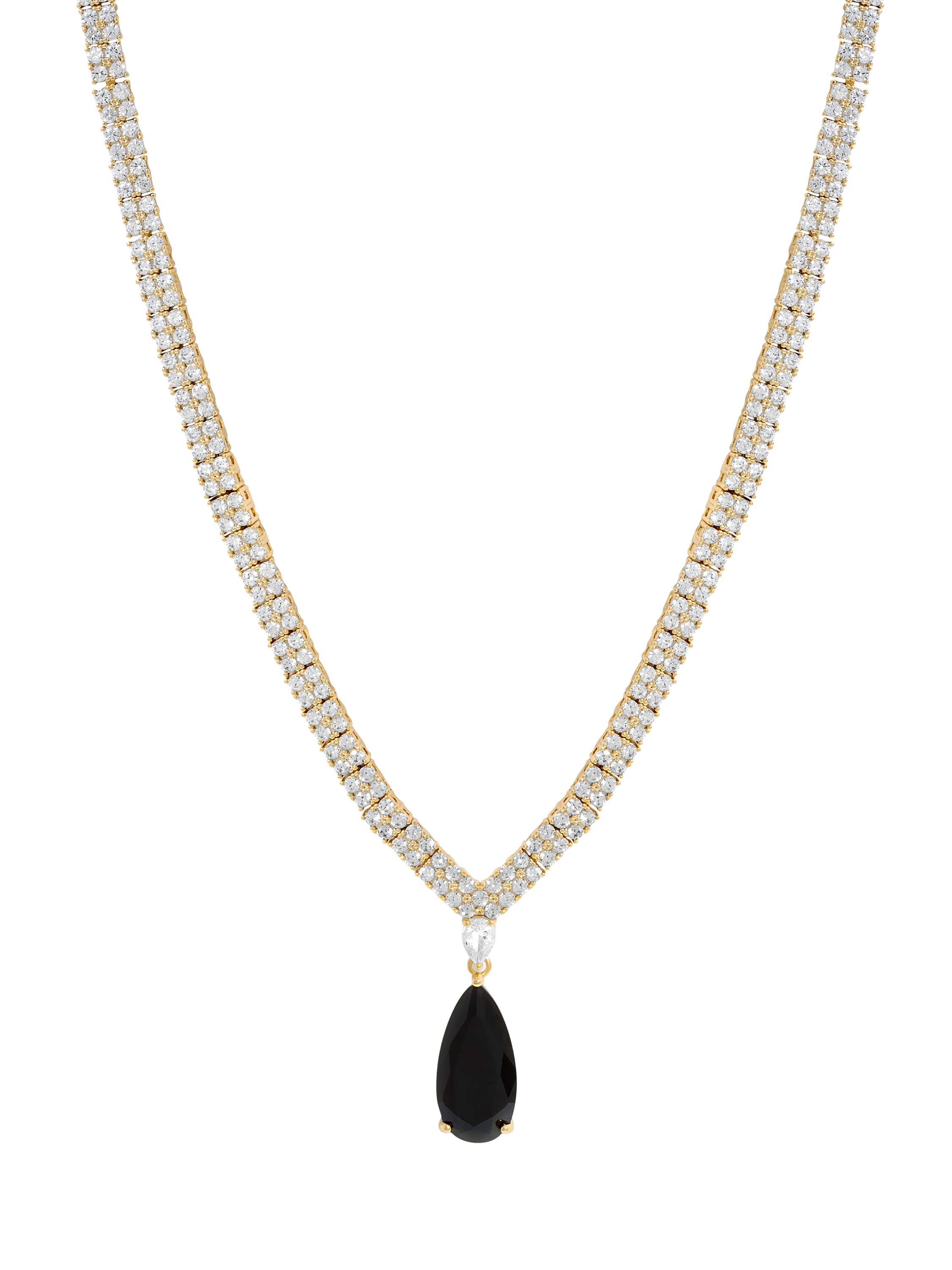 Product image 2 of 2, which shows Jon Richard Cubic Zirconia Pear Drop Collar Necklace, Gold