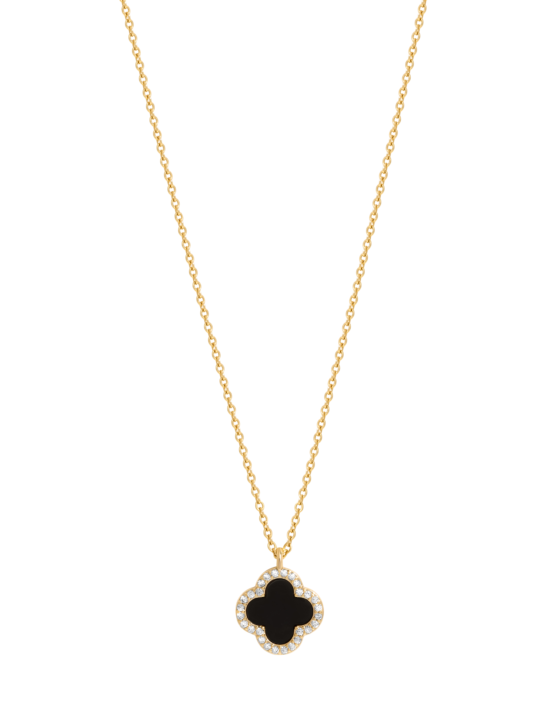 Product image 1 of 3, which shows Jon Richard Gold Plated and Jet Clover Pendant Necklace