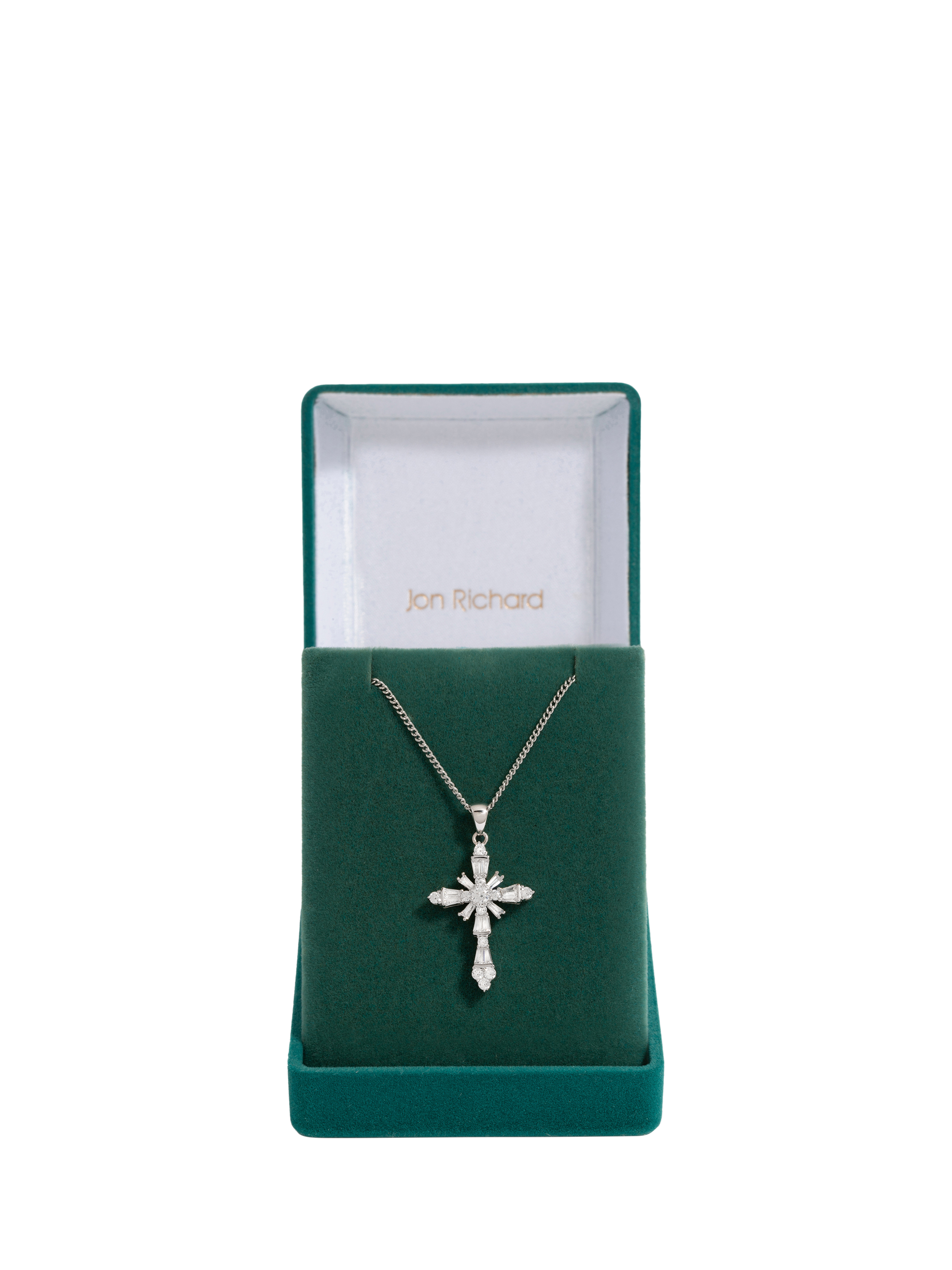 Product image 1 of 2, which shows Jon Richard Cubic Zirconia Cross Pendant Necklace, Silver